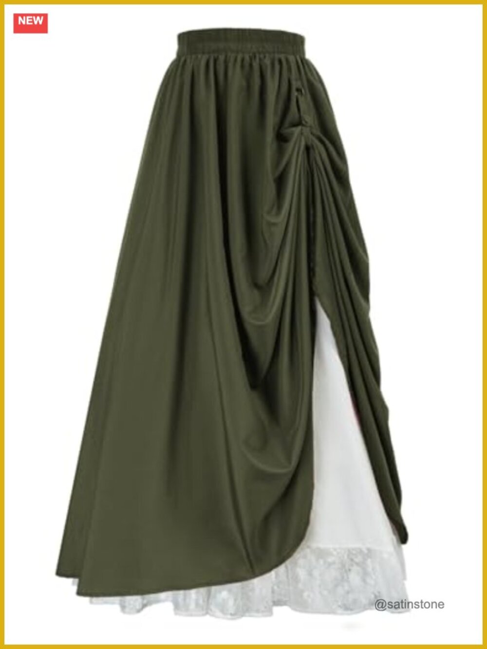 Double layered maxi skirt elastic waist tiered